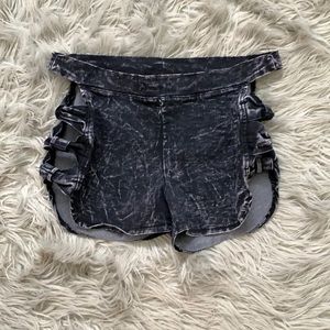 Black acid wash shorts